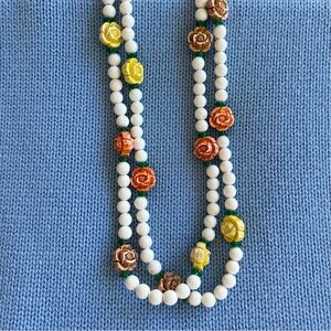 Vintage Floral Beaded Necklace